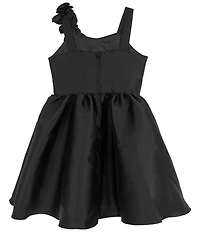 Rare Editions Big Girls Sleeveless Flower-Appliqued-Shoulder-Strap Fit-And-Flare Mikado Dress