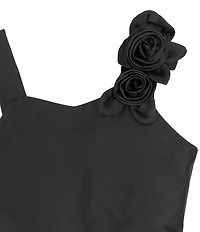 Rare Editions Big Girls Sleeveless Flower-Appliqued-Shoulder-Strap Fit-And-Flare Mikado Dress