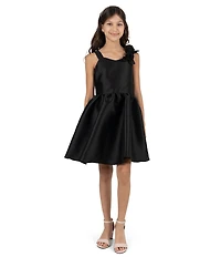 Rare Editions Big Girls Sleeveless Flower-Appliqued-Shoulder-Strap Fit-And-Flare Mikado Dress