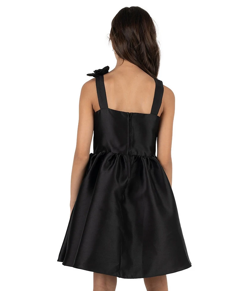 Rare Editions Big Girls Sleeveless Flower-Appliqued-Shoulder-Strap Fit-And-Flare Mikado Dress