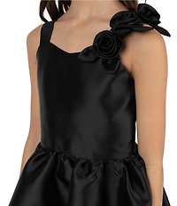 Rare Editions Big Girls Sleeveless Flower-Appliqued-Shoulder-Strap Fit-And-Flare Mikado Dress