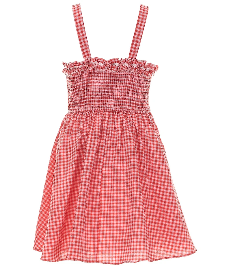 Rare Editions Big Girls Sleeveless Gingham-Printed Seersucker Drop-Waist Dress