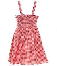 Rare Editions Big Girls Sleeveless Gingham-Printed Seersucker Drop-Waist Dress