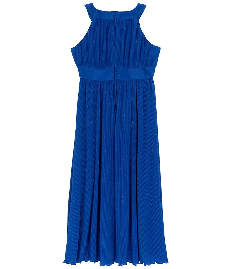 Rare Editions Big Girls Sleeveless Glitter-Accented Chiffon High-Low-Hem Long Dress