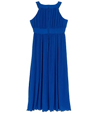 Rare Editions Big Girls Sleeveless Glitter-Accented Chiffon High-Low-Hem Long Dress