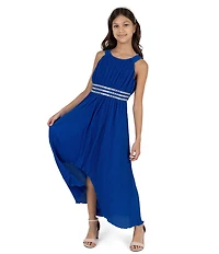 Rare Editions Big Girls Sleeveless Glitter-Accented Chiffon High-Low-Hem Long Dress