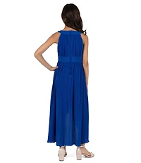 Rare Editions Big Girls Sleeveless Glitter-Accented Chiffon High-Low-Hem Long Dress