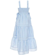 Rare Editions Big Girls Sleeveless Horizontal/Vertical Striped Tiered Dress