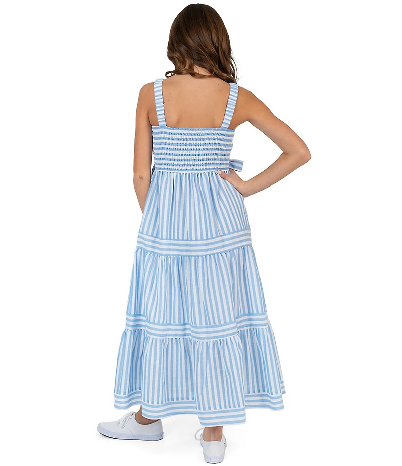 Rare Editions Big Girls Sleeveless Horizontal/Vertical Striped Tiered Dress