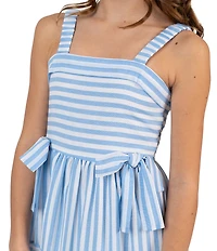 Rare Editions Big Girls Sleeveless Horizontal/Vertical Striped Tiered Dress