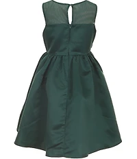 Rare Editions Big Girls Sleeveless Illusion-Yoke Flower-Appliqued Satin Fit-And-Flare Dress