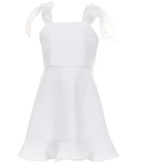 Rare Editions Big Girls Sleeveless Laguna Scuba-Knit Shimmer Organza Dress