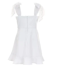 Rare Editions Big Girls Sleeveless Laguna Scuba-Knit Shimmer Organza Dress