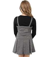 Rare Editions Big Girls Sleeveless Plaid Double-Knit Jumper Dress & Long-Sleeve Rib-Knit Top Set
