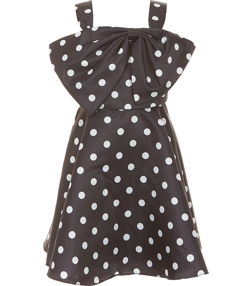 Rare Editions Big Girls Sleeveless Oversized Bow Polka Dot Dress