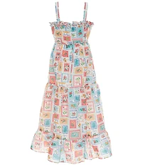 Rare Editions Big Girls Sleeveless Postcard-Printed Woven Dress