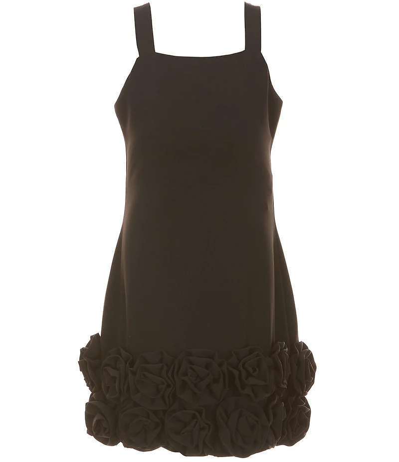 Rare Editions Big Girls Sleeveless Rosette-Appliqued-Hem Scuba-Knit Dress