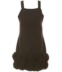 Rare Editions Big Girls Sleeveless Rosette-Appliqued-Hem Scuba-Knit Dress