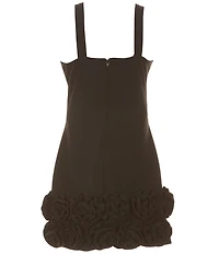 Rare Editions Big Girls Sleeveless Rosette-Appliqued-Hem Scuba-Knit Dress