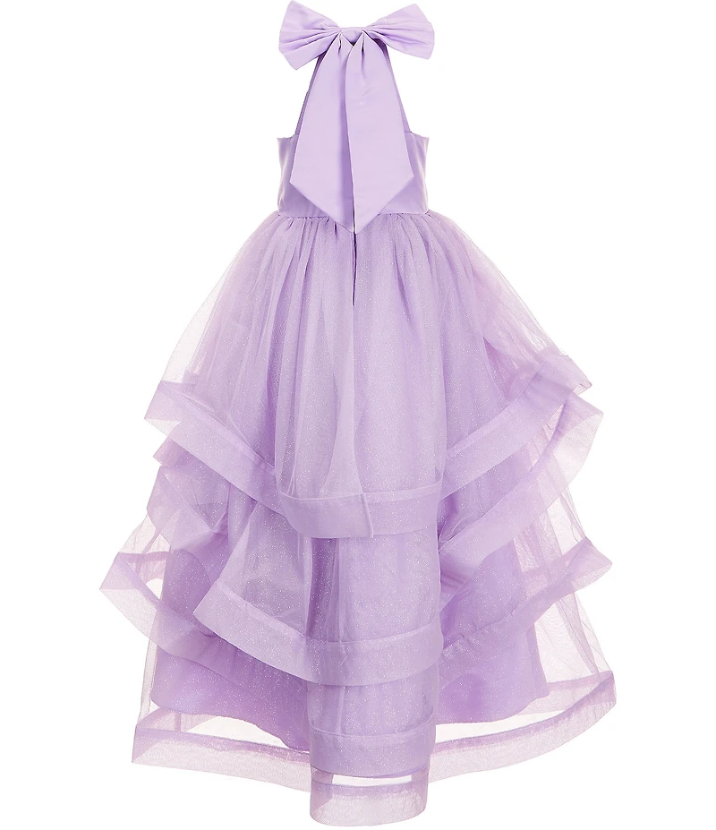 Rare Editions Big Girls Sleeveless Satin-Bodice/Glitter-Accented Mesh-Skirted Ballgown