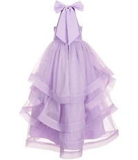 Rare Editions Big Girls Sleeveless Satin-Bodice/Glitter-Accented Mesh-Skirted Ballgown