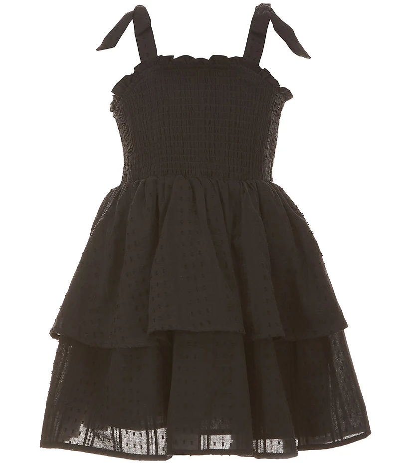 Rare Editions Big Girls Sleeveless Smocked-Bodice Tiered Dress