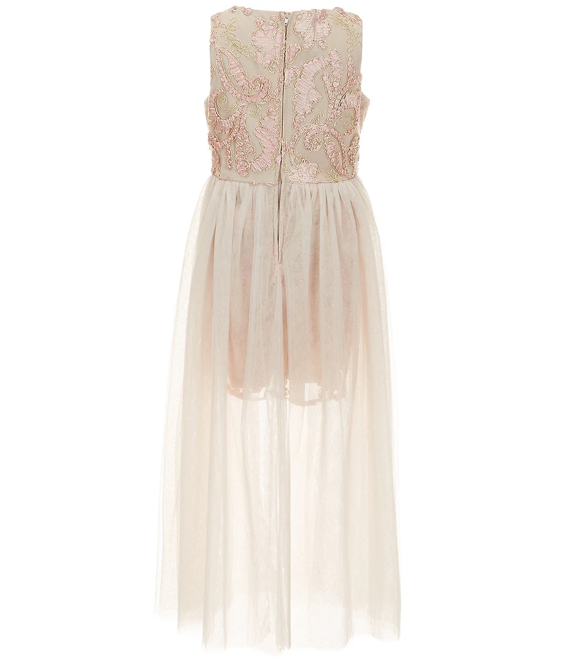 Rare Editions Big Girls Sleeveless Soutache-Embroidered Mesh-Overlay Walk-Through Skirted Dress