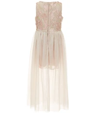 Rare Editions Big Girls Sleeveless Soutache-Embroidered Mesh-Overlay Walk-Through Skirted Dress