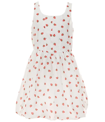 Rare Editions Big Girls Sleeveless Strawberry Printed Mock-Corset Drop-Waist Dress