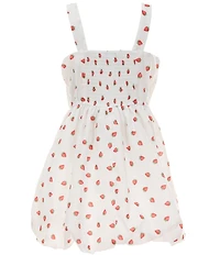 Rare Editions Big Girls Sleeveless Strawberry Printed Mock-Corset Drop-Waist Dress