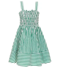 Rare Editions Big Girls Sleeveless Striped Smocked-Bodice/Shirred-Skirted Dress