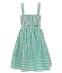 Rare Editions Big Girls Sleeveless Striped Smocked-Bodice/Shirred-Skirted Dress