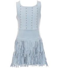 Rare Editions Big Girls Sleeveless Studded-Bodice Fringed-Skirted Drop-Waist Dress
