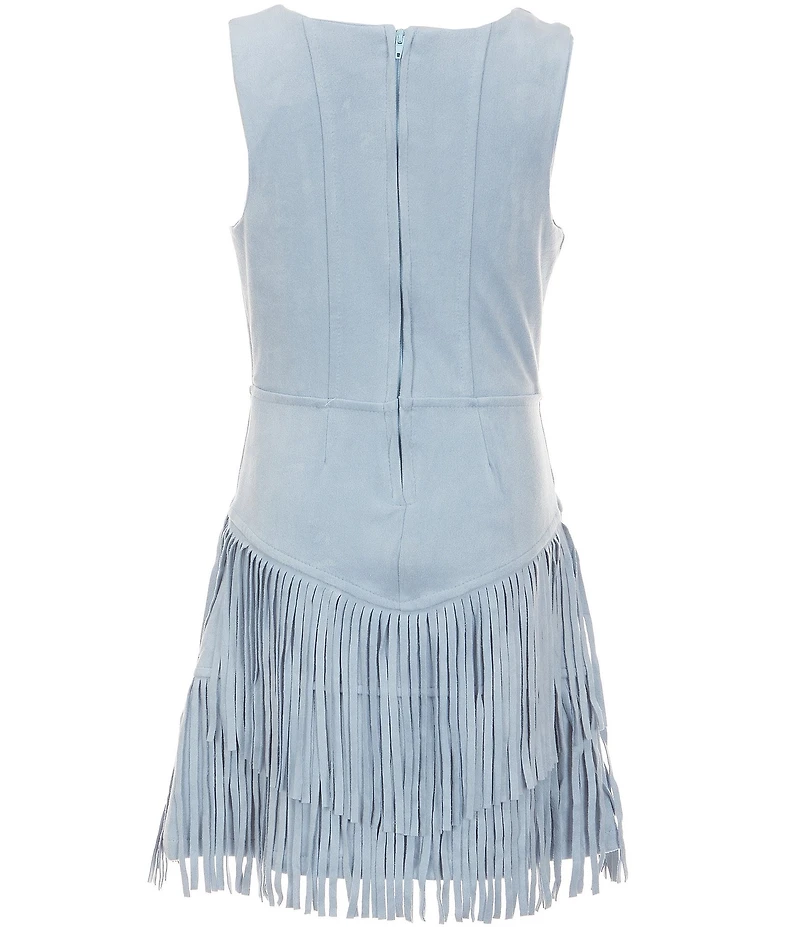 Rare Editions Big Girls Sleeveless Studded-Bodice Fringed-Skirted Drop-Waist Dress