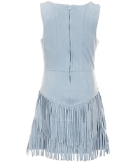 Rare Editions Big Girls Sleeveless Studded-Bodice Fringed-Skirted Drop-Waist Dress