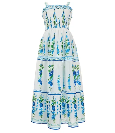 Rare Editions Big Girls Sleeveless Tropical Floral Placement Print Maxi Dress