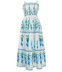 Rare Editions Big Girls Sleeveless Tropical Floral Placement Print Maxi Dress