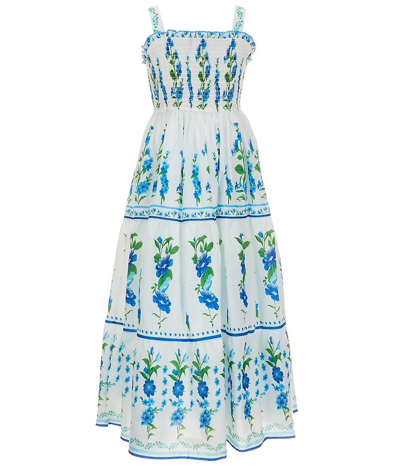 Rare Editions Big Girls Sleeveless Tropical Floral Placement Print Maxi Dress