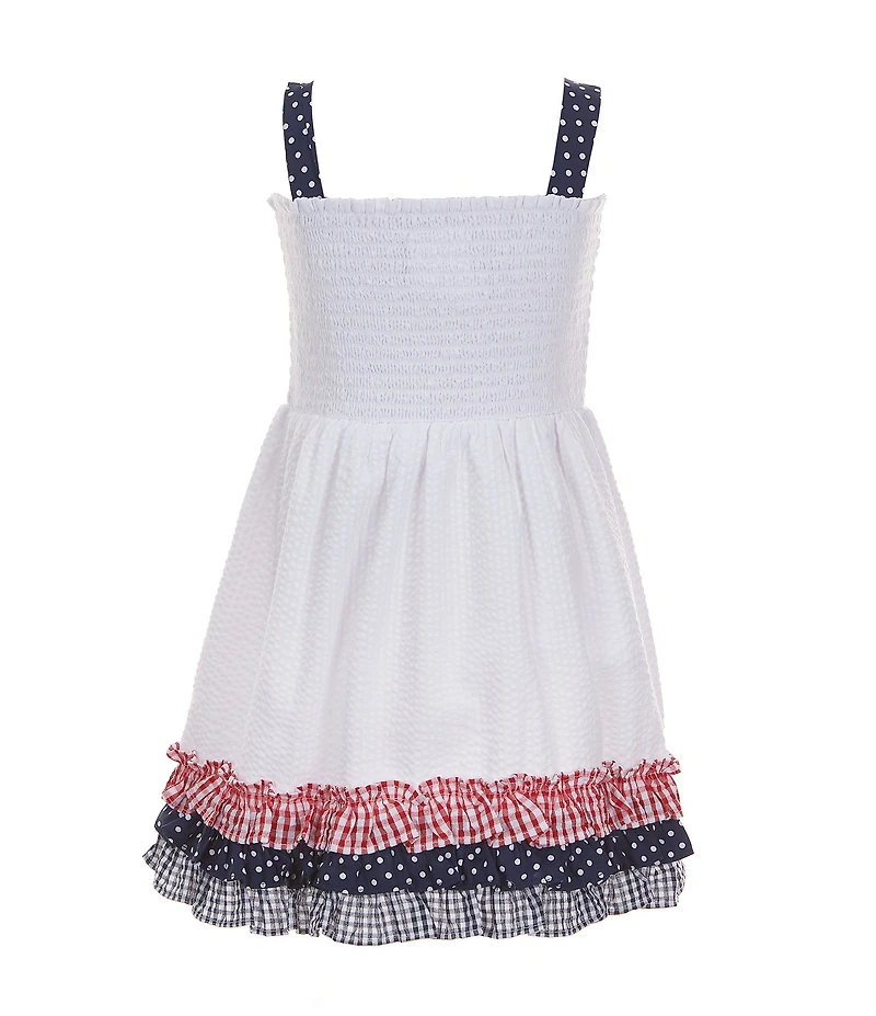 Rare Editions Little Girls Sleeveless Americana Seersucker Fit & Flare Dress