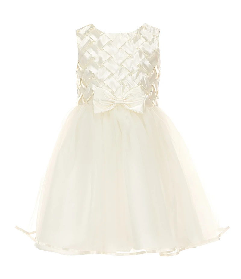 Rare Editions Little Girls Basketweave-Bodice/Tulle-Skirted Fit-And-Flare Dress