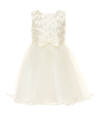 Rare Editions Little Girls Basketweave-Bodice/Tulle-Skirted Fit-And-Flare Dress