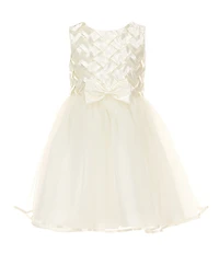 Rare Editions Little Girls Basketweave-Bodice/Tulle-Skirted Fit-And-Flare Dress