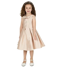 Rare Editions Little Girls Bow-Accented Cutout-Front Fit-And-Flare Mikado Dress
