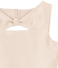 Rare Editions Little Girls Bow-Accented Cutout-Front Fit-And-Flare Mikado Dress
