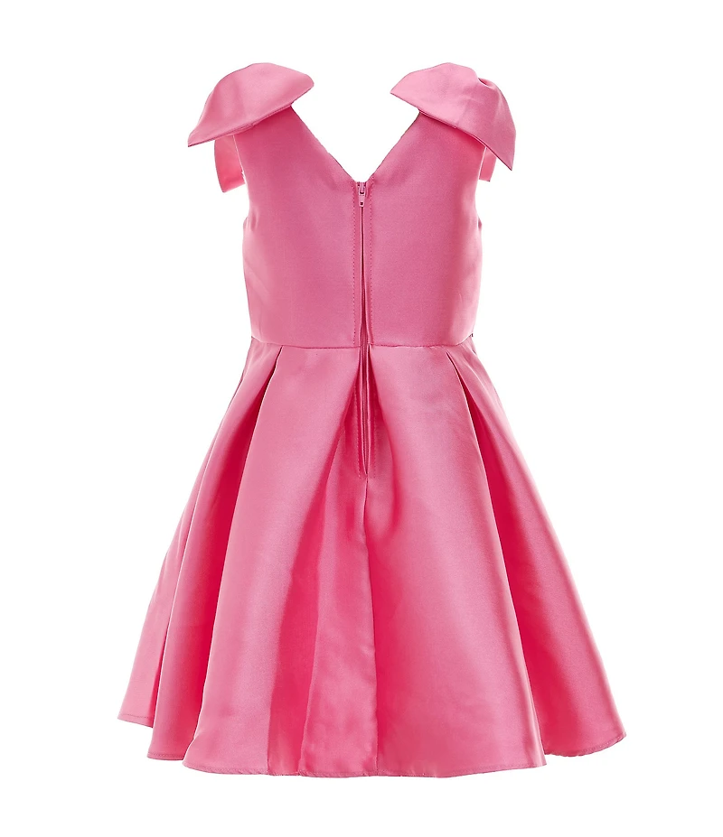 Rare Editions Little Girls Bow-Accented-Shoulder Mikado Fit & Flare Dress