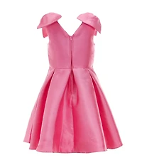 Rare Editions Little Girls Bow-Accented-Shoulder Mikado Fit & Flare Dress