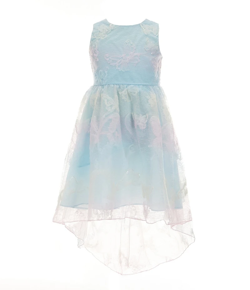 Rare Editions Little Girls Butterfly-Soutache Lace High-Low-Hem Dress