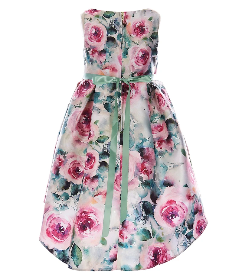 Rare Editions Little Girls Floral Mikado High-Low Dress