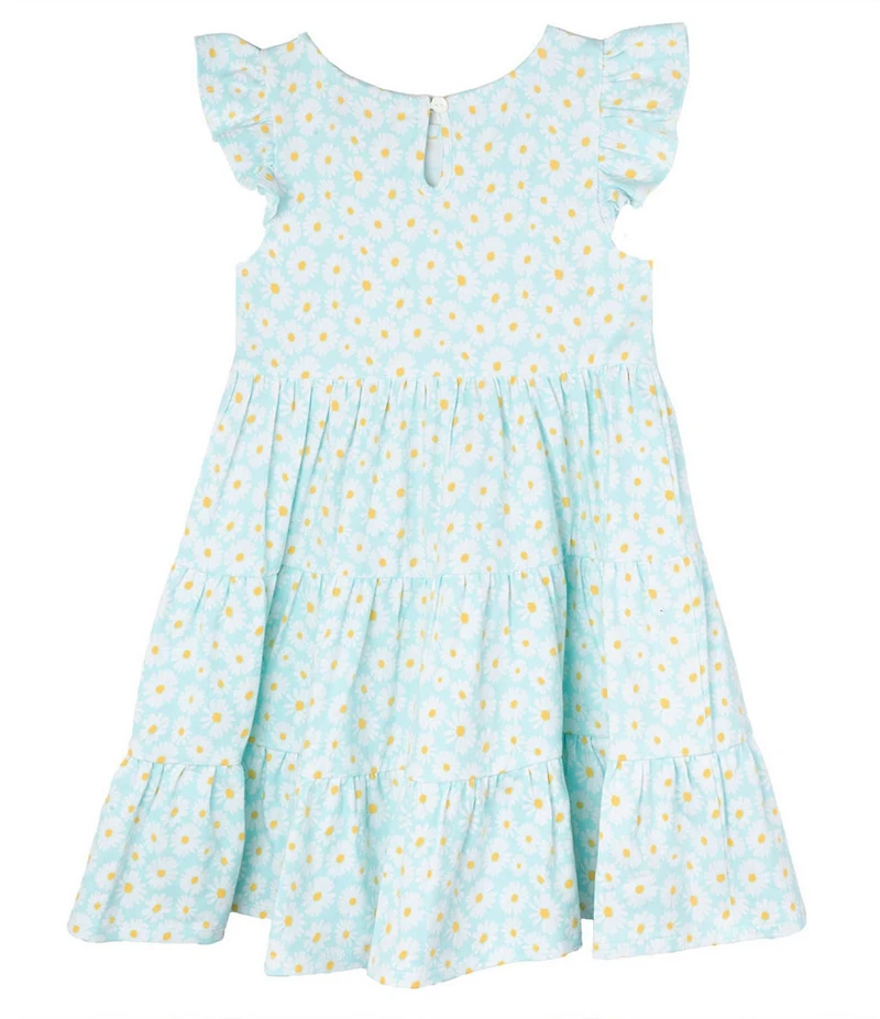 Rare Editions Little Girls Flutter Cap Sleeve Daisy-Printed Fit & Flare Knit Dress