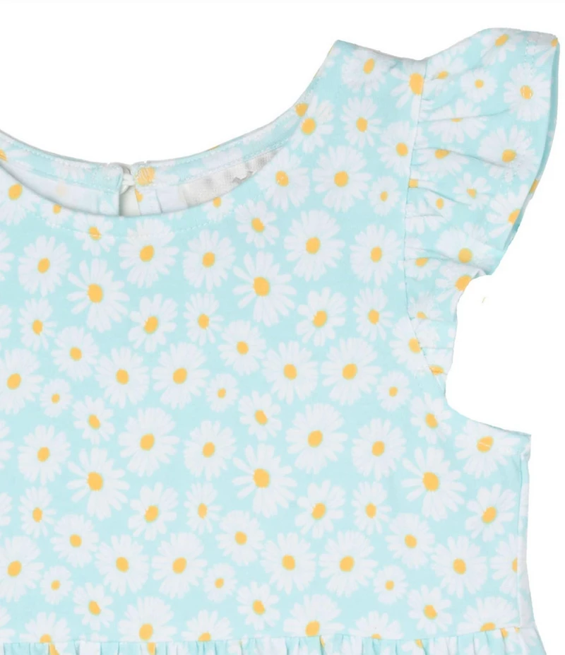 Rare Editions Little Girls Flutter Cap Sleeve Daisy-Printed Fit & Flare Knit Dress